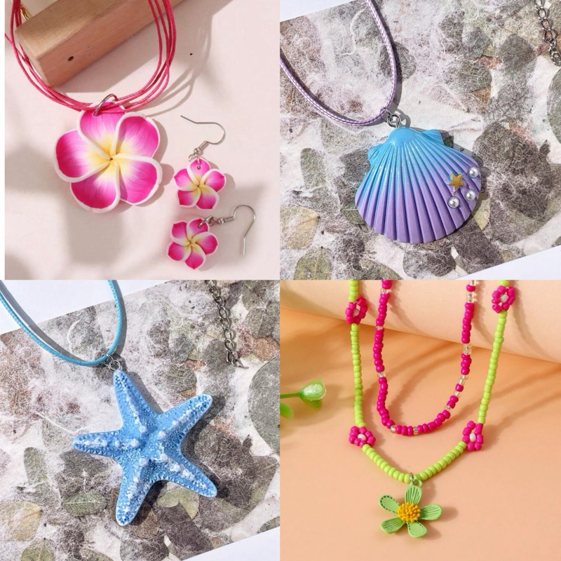 สร้อยคอไปทะเลดอกไม้หอยปลาดาว พร้อมส่ง🌺[J]