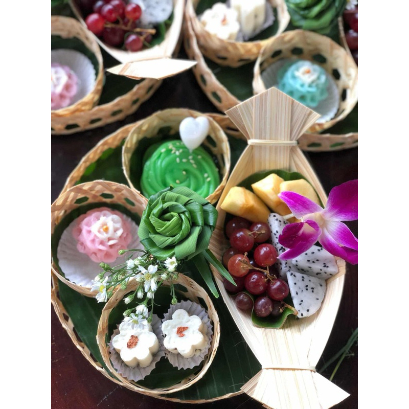 ชุดจัดเบรค #จัดเบรค #ขนมไทย #อาหาร (ถาด8“,เรือ,ถาด3”x3ชิ้น)