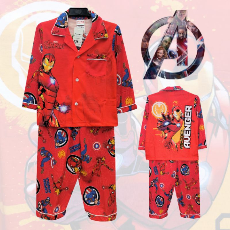 [KIDS] ชุดนอนผ้าทีเค TK ลายไอรอนแมน Ironman  สำหรับเด็ก ของแท้ แขนยาวขายาว