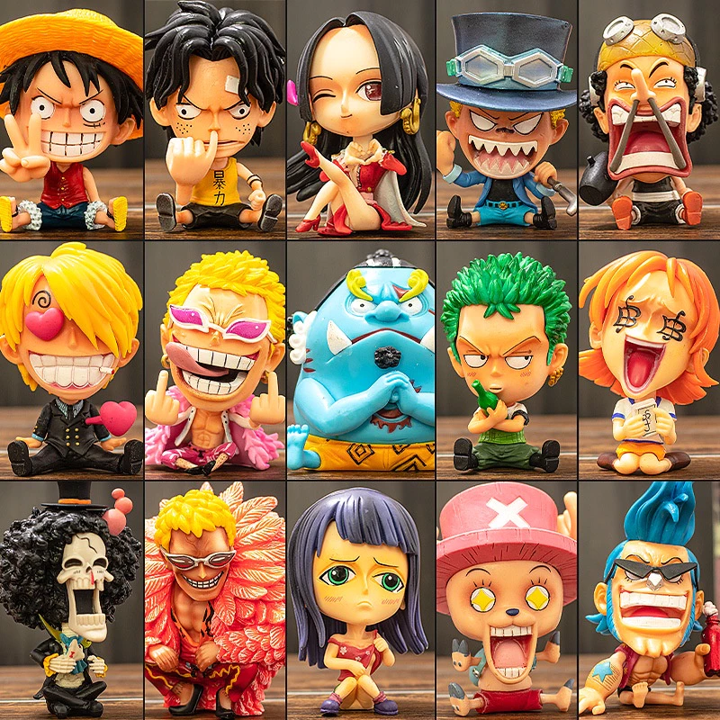 อะนิเมะตุ๊กตา ตุ๊กตาฟิกเกอร์ One Piece Luffy Zoro Sanji ลูฟี่ ขนาดเล็ก 8-10 ซม. ตัวเลขของเล่น ของเล่นสําหรับเด็ก