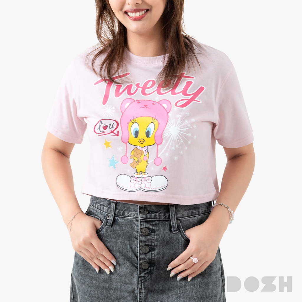 DOSH WOMEN'S CROPPED T-SHIRTS TWEETY เสื้อยืดครอปผู้หญิง DLTWT1010-PI