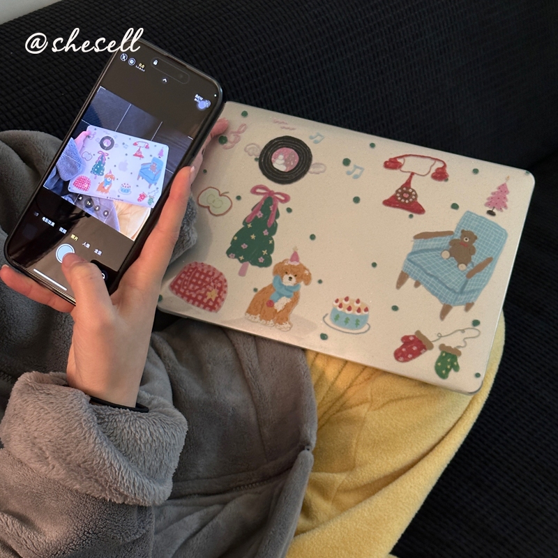 Shesell พร้อมส่ง✨เคส macbook(Glitter)Merry Christmas Air13/Air15 A3240 Pro13/16 เคสสำหรับแมคบุ๊คใส
