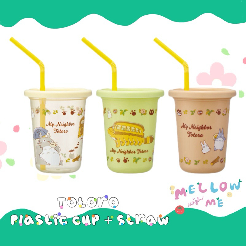 {พร้อมส่ง} แก้วพลาสติกพร้อมหลอด🥤✨ totoro plastic cup with sraw