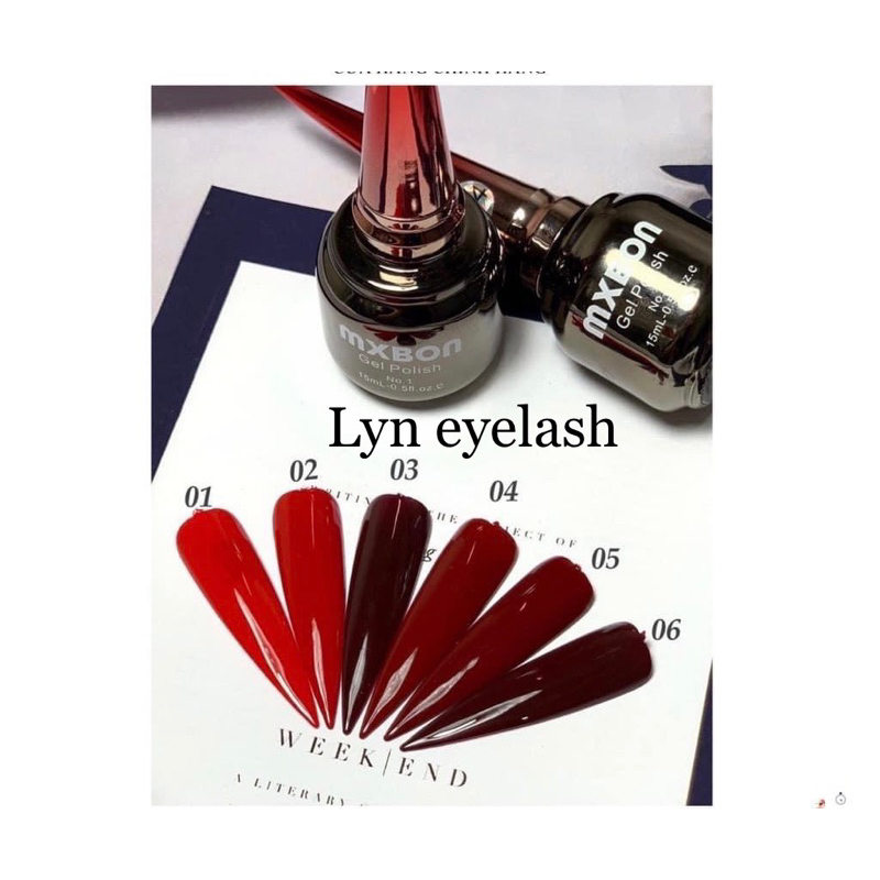 สีเจล MXBON สีทาเล็บ สีโทนแดง แดงไวน์ ของแท้100%