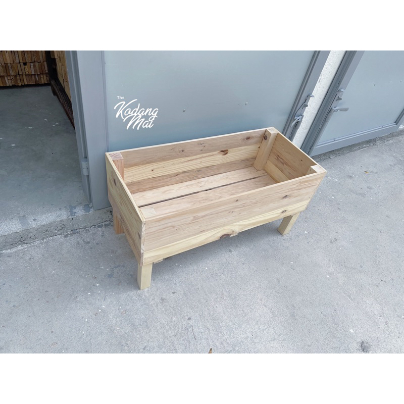 Kodandmai / โกดังไม้ / กระบะไม้ปลูกผักมีขาตั้ง ขนาดกว้าง 40* ยาว 90*สูงกระบะ23(สูงรวม45)ซม.