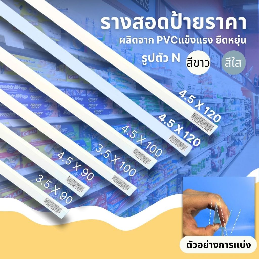 (ถูกที่สุด )รางสอดป้ายราคาหน้าชั้นวางสินค้า ตัว N พลาสติกPVC ป้ายราคาหน้าชั้น ป้ายพลาสติกเส้นยาว ป้ายบอกราคา