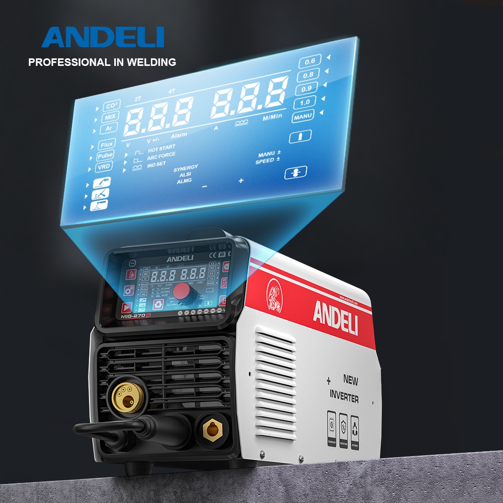 ANDELI MIG-270P LED ตู้เชื่อม Pulse MIG/TIG/MMA เชื่อมอลูมิเนียม เหล็ก เลส (เกรดมืออาชีพ) CO2/Mr/Mix