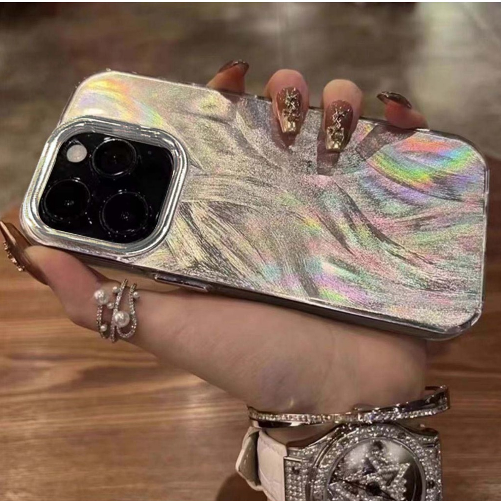 จัดส่งทันที เคสไอโฟน11 12 13 14 15 Pro max ออโรร่า เรียบง่าย Laser Case For iPhone 11,12,13,14,15PM,13PM,14PM,15Plus