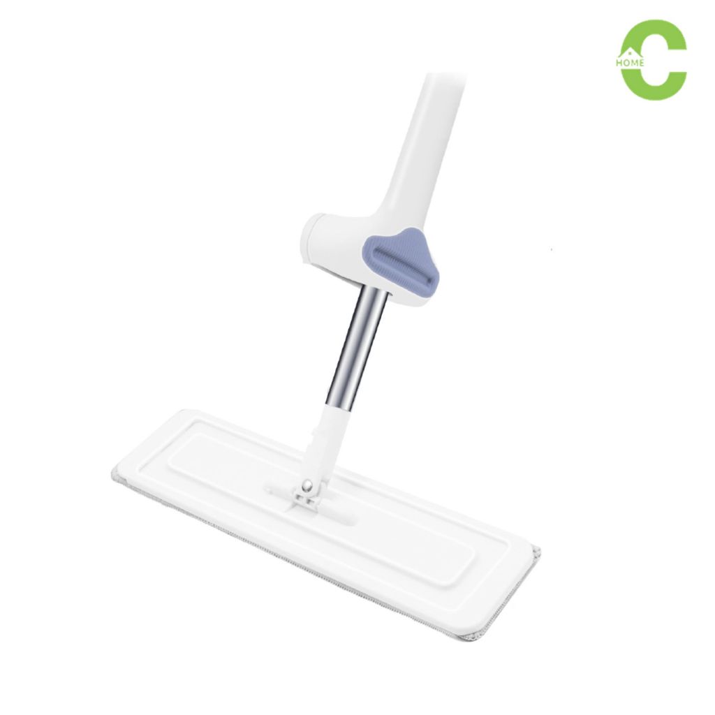 HOMEC ไม้ถูพื้นรีดน้ำ ไม้ม็อบแบบรีดน้ำ Flat Mop ถูง่าย แห้งไว ดูดซึมน้ำได้ดี หมุนได้ 360 องศา