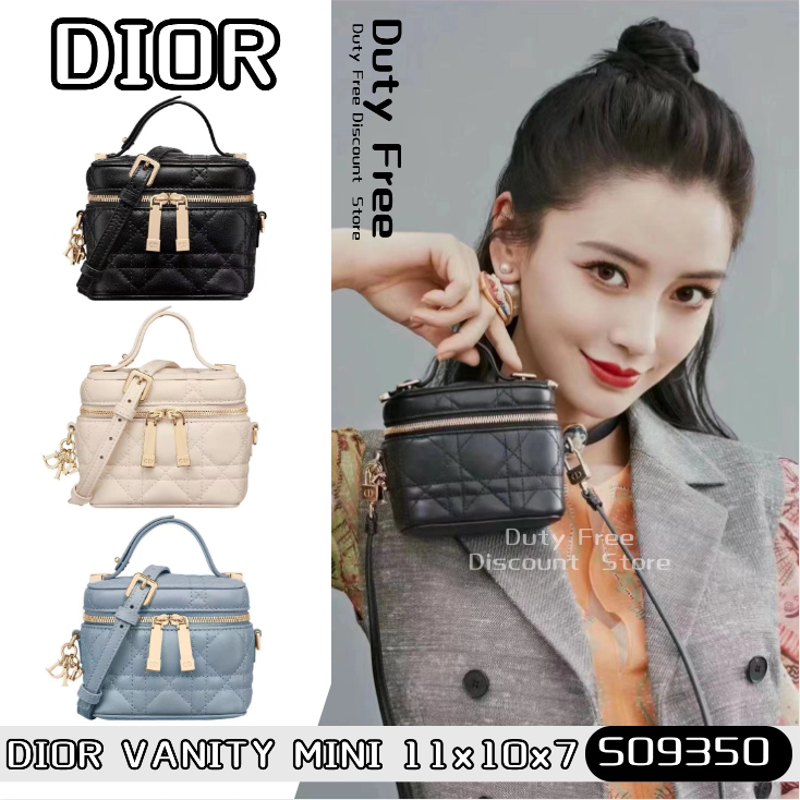 Dior LADY DIOR VANITY Mini Handbag ดิออร์✨กระเป๋าสะพายหนังแกะสตรี/กระเป๋าเครื่องสำอาง/กระเป๋าถือ