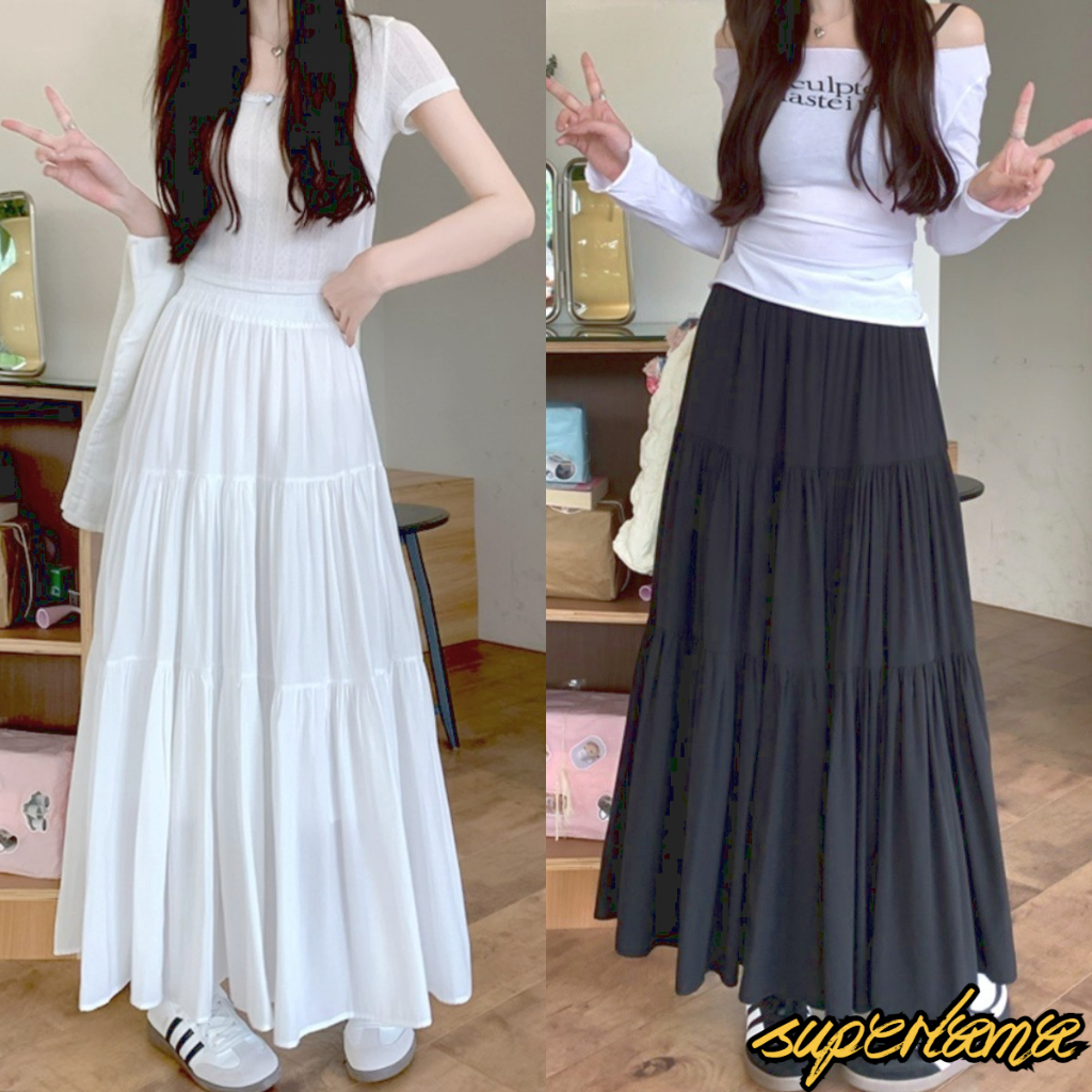 กระโปรงยาว กระโปรงชั้น เอวยางยืด ระบาย3ชั้น เนื้อผ้าอย่างดี #190350