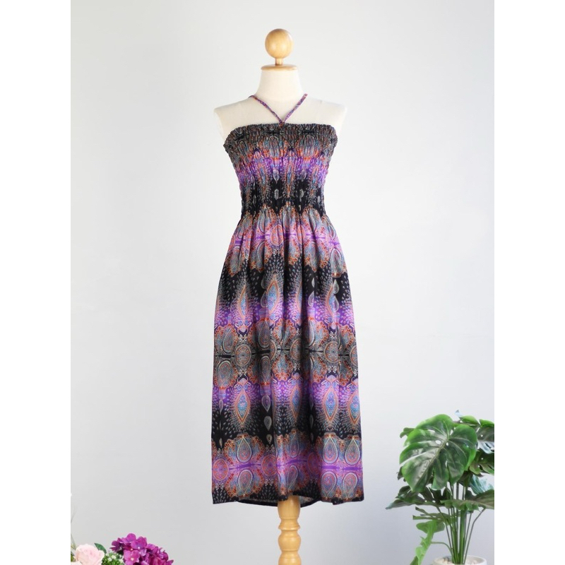 INTERชุดแซกยาวลายช้าง ลายสวยเก๋ ใส่สบาย ผ้าสปันเรยอน - รูปที่ 2