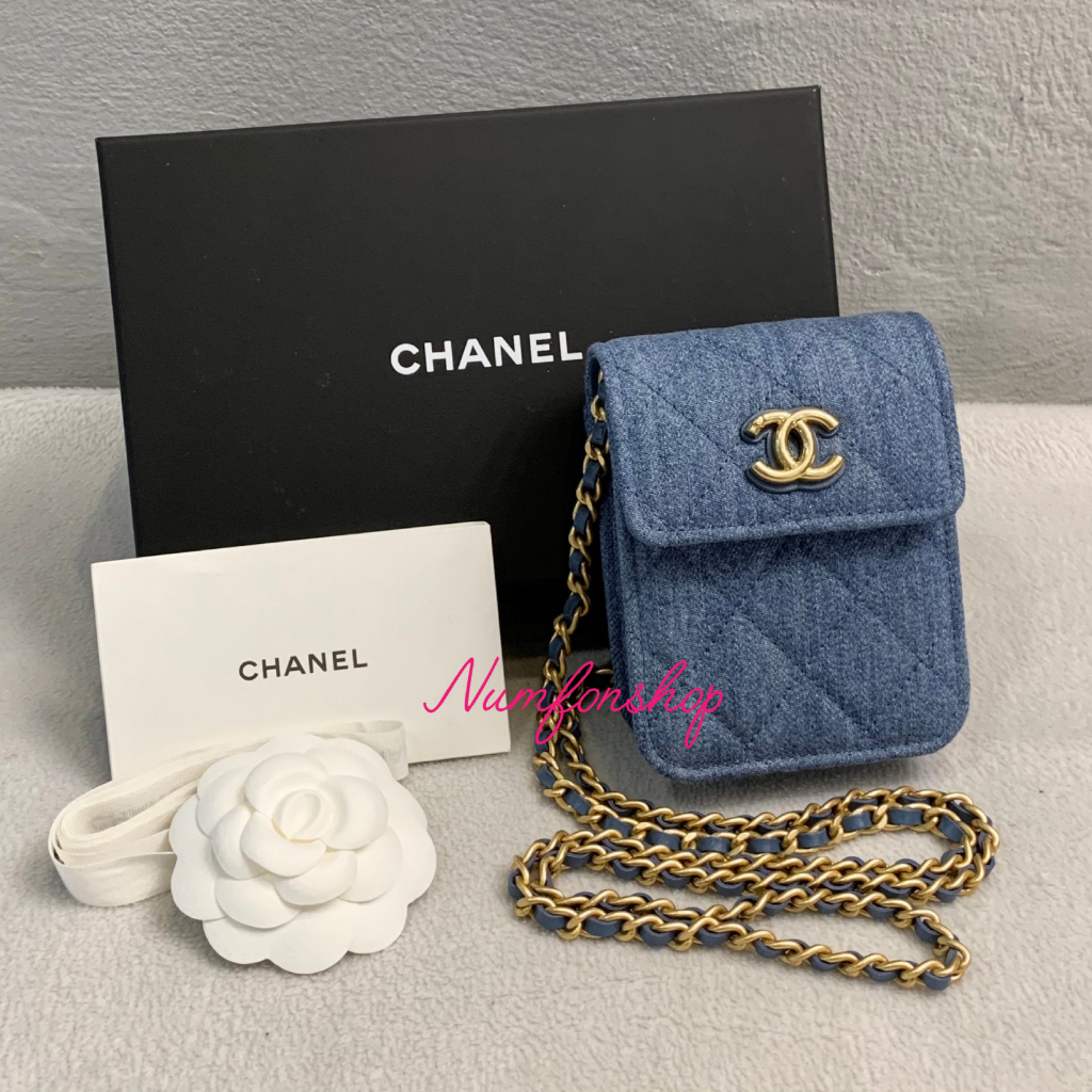 NEW Chanel Card Holder with Chain in Denim ปี2024 รุ่นไมโครชิฟ