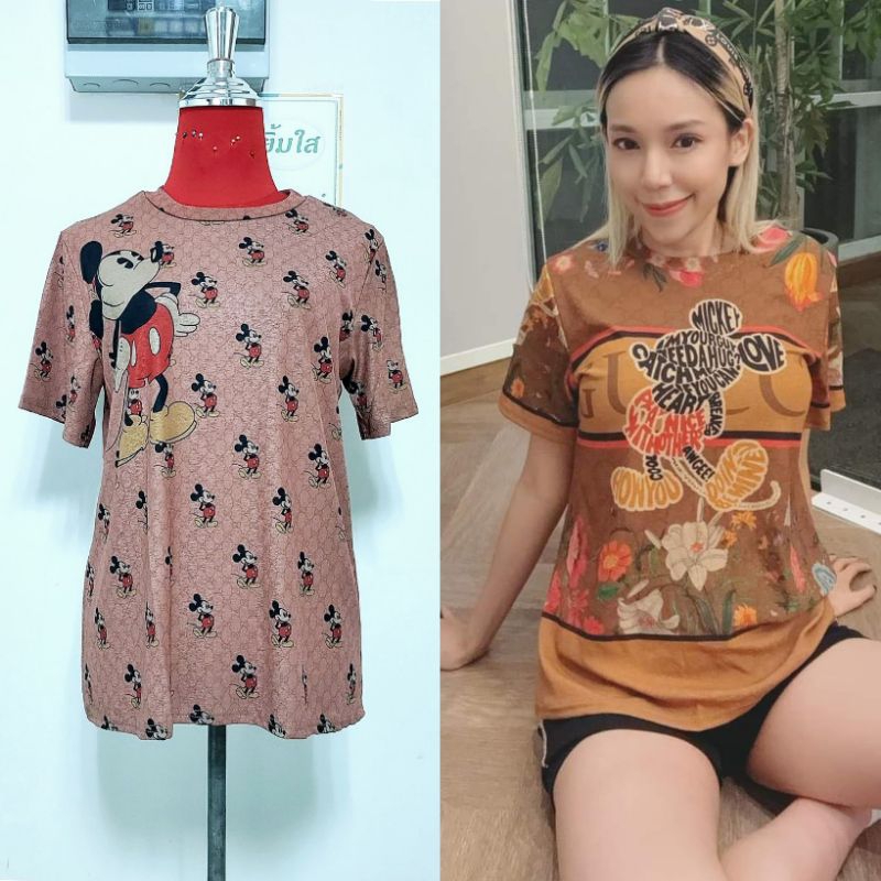 ป้าย NaNa เสื้อยืดผ้าสลาฟ คอกลม แขนสั้น