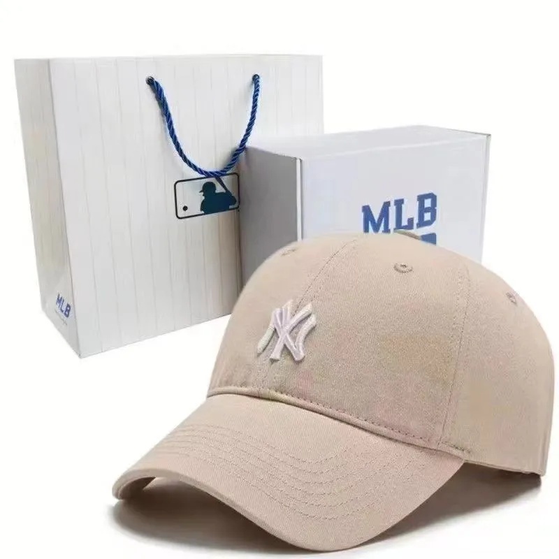 MLB หมวกแก๊ปเบสบอล ปัก สีพื้น มินิมอล กันแดด ใส่ได้ทั้งหญิงและชาย ปรับขนาดได้ หมวกแฟชั่น ระบายอากาศได้ดี สไตล์เกาหลี