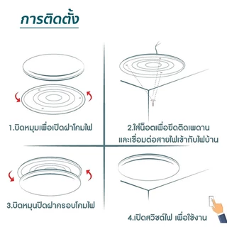 โคมไฟ LED ซาลาเปา ติดเพดาน ทรงกลม 24/36/48 วัตต์ แสงสีขาว Daylight 6500K ทนทาน ใช้งานได้ยาวนาน