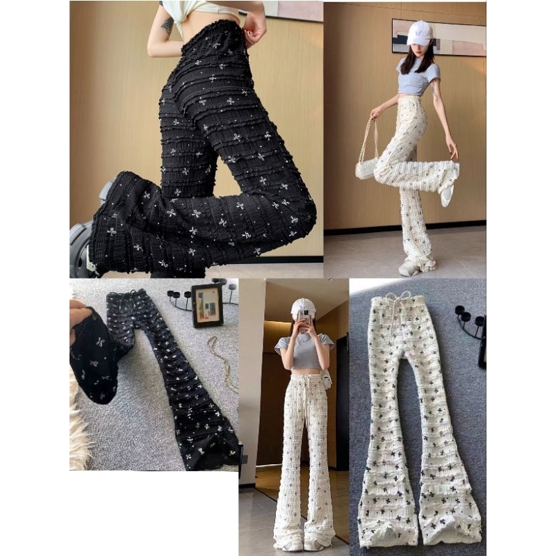 กางเกงขาม้า ผ้าย่นยืด #กส3 #จอ36300 ✁ฟรีไซส์〻 เอวก่อนยืด 24-32“ สะโพก 30-38” ความยาว :41“ เป้ายาว 13” มี 5รุ่น