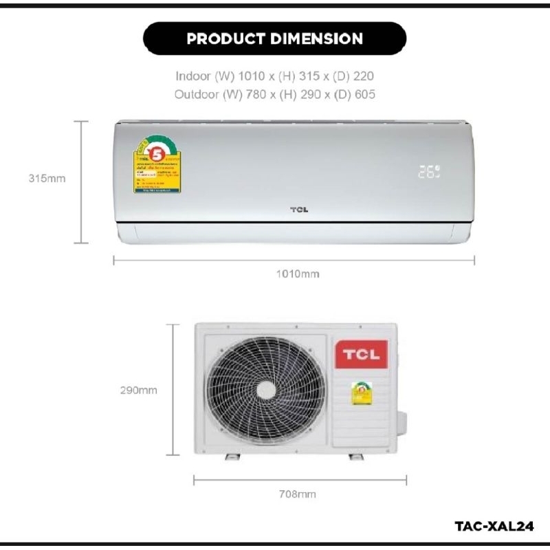 🚫กล่องแอร์มีตำหนิ🚫แอร์ TCL 900BTU 12000BTU 24000BTU  inverter ราคาโปรโมชั่น สินค้าพร้อมจัดส่ง