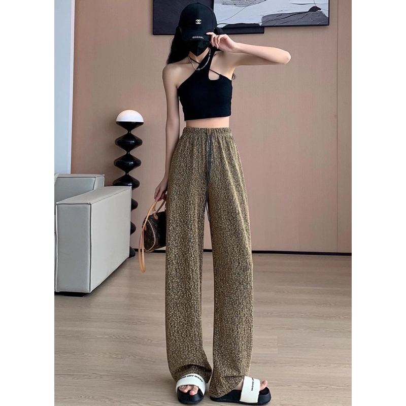 EARNXSHOP | Diamond pants กางเกงขายาวเอวสม็อค รีดเพชรทั้งตัว