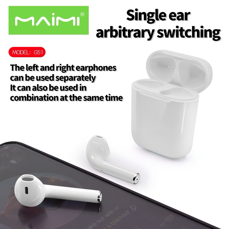 Maimiหูฟังบูลทูธ รุ่นG51 Earphone Bluetooth 5.3 เสียงดีใช้ได้ทั้งฟังเพลงและสนทนาใช้งานได้ยาวนาน