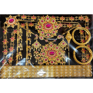 เครื่องประดับสีทอง พลอยชมพูบานเย็น💖ครบเซ็ต