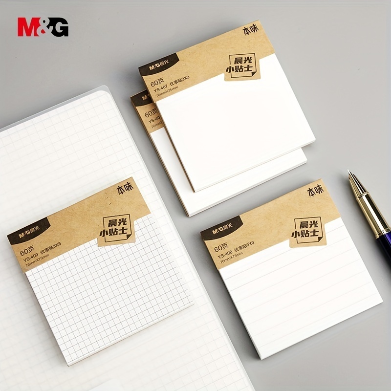 กระดาษโน๊ตมีกาวในตัว ขนาด 7.6x7.6 cm จำนวน 60 แผ่น ลายตาราง มีเส้น ไม่มีเส้น Sticky Note
