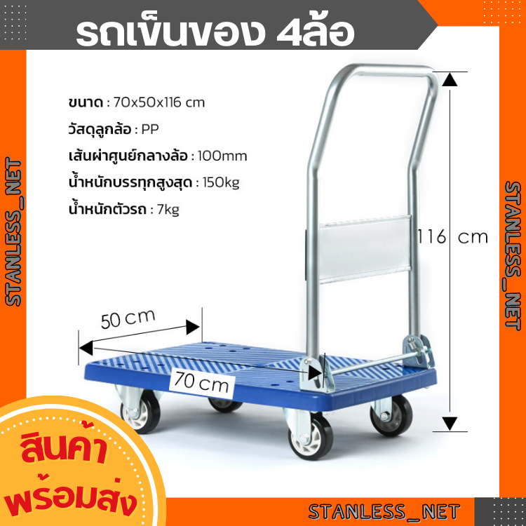 รถเข็นพับได้4ล้อ (2รุ่น รับนน.150kg-250kg)รถเข็นจ่ายตลาด รถเข็นของ รถเข็นสินค้า รถเข็นผัก รถเข็นเหล็