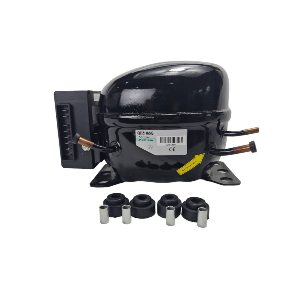 QDZH65G คอมเพรสเซอร์ไฟฟ้ากระแสตรง12/24 โวลต์  สารทำความเย็น R134aสำหรับตู้แช่ตู้เย็นใช้ไฟโซล่าเซลล์