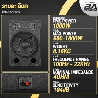 BA SOUND ตู้ลำโพงสำเร็จรูป 12นิ้ว 1000W แถมสายลำโพงฟรี BA-1212B ตู้ลำโพง12นิ้ว ตู้ลำโพงกลางแจ้ง 12นิ้ว ตู้ลำโพงประกอบ