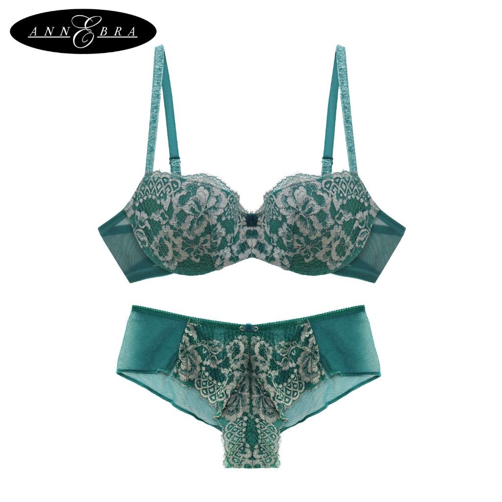 Annebra เซตบรา+กกน. บราเสริมทรง ตะขอหลัง มีโครง เสริมฟองน้ำ Push up Bra+Bikini Panty รุ่น AB1-549/AU3-816