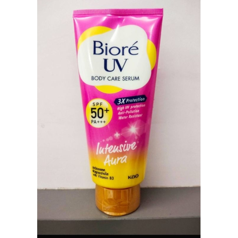 บีโอเร ยูวี แอนตี้โพลูชั่น บอดี้แคร์ เซรั่ม อินเทนซีฟออร่า SPF50+ PA+++ สูตรสีชมพู/ สีม่วง 150ml. ของแท้