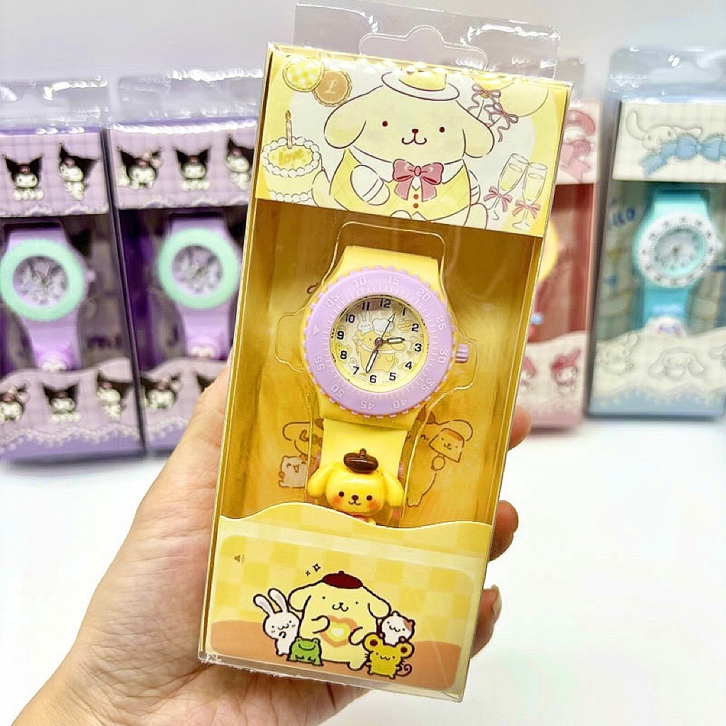 นาฬิกาเด็ก pastel แบบสายปรับได้ มีลาย cinnamonroll , kuromi , mindmelody ,pompompurin (TOY784)