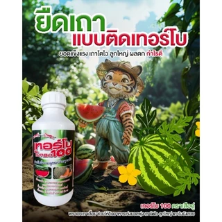 เทอร์โบ 100 ตราเสือคู่ สำหรับพืชเถาเลื้อย ลูกใหญ่ผลดก ยอดเดินไว เถาอวบแข็งแรง