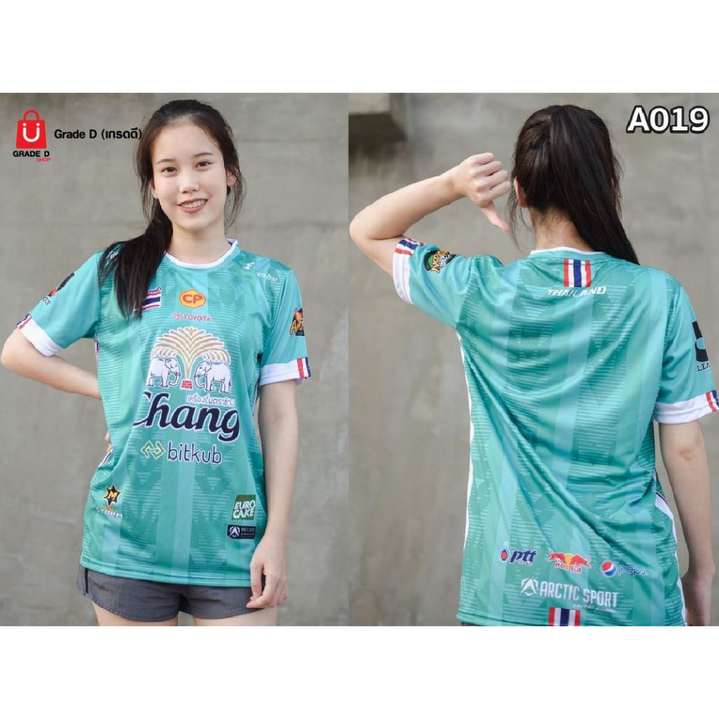 เสื้อกีฬาพิมพ์ลาย ลายช้าง A019 คอกลม แขนสั้น ใส่ได้ทุกเพศ