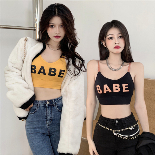เสื้อสายเดี่ยวสุดน่ารักลายBABY B-085 เสื้อลำลองสำหรับผู้หญิง เสริมฟองน้ำในตัว เนื้อผ้าระบายอากาศ สินค้าพร้อมส่ง