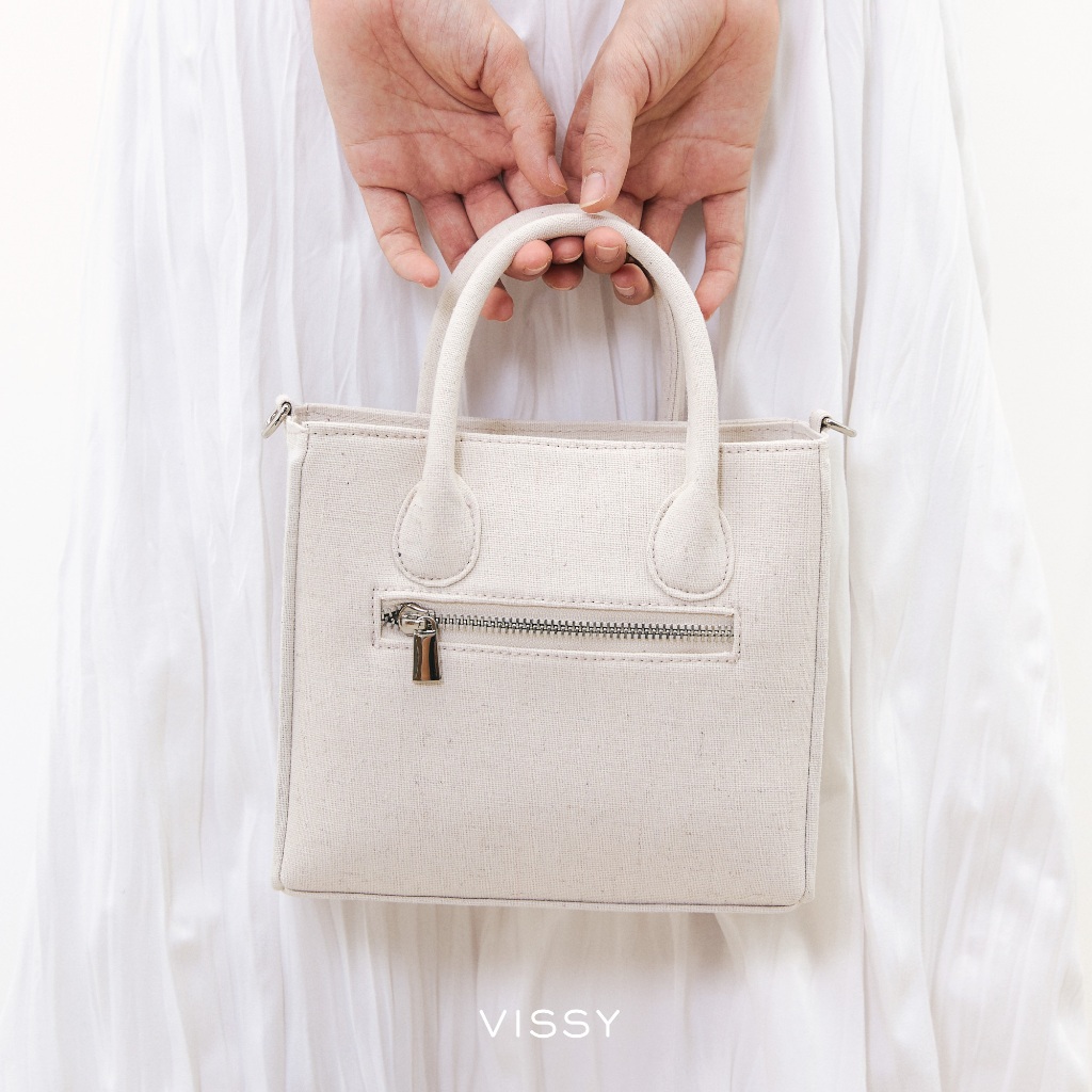 [VISSY] Vissy Linen ผ้าลินิน กระเป๋าสะพายข้างผู้หญิง สาย2แบบ