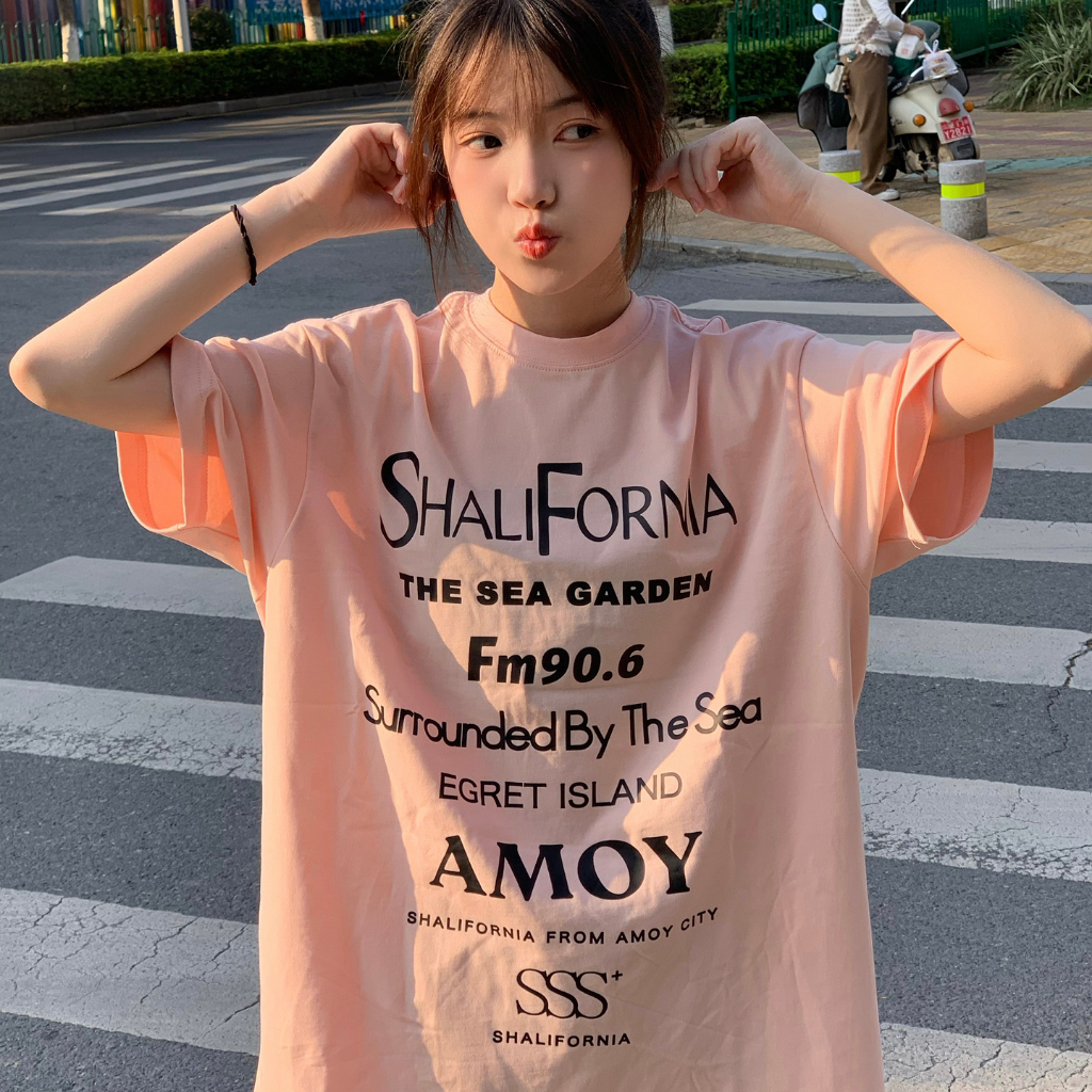 fashiongirl1688 เสื้อยืดแขนสั้น ผู้หญิง คอกลม ลายอักษร สุดน่ารัก สีชมพู ดูดี ราคา 1 แบงค์แดงมีทอน