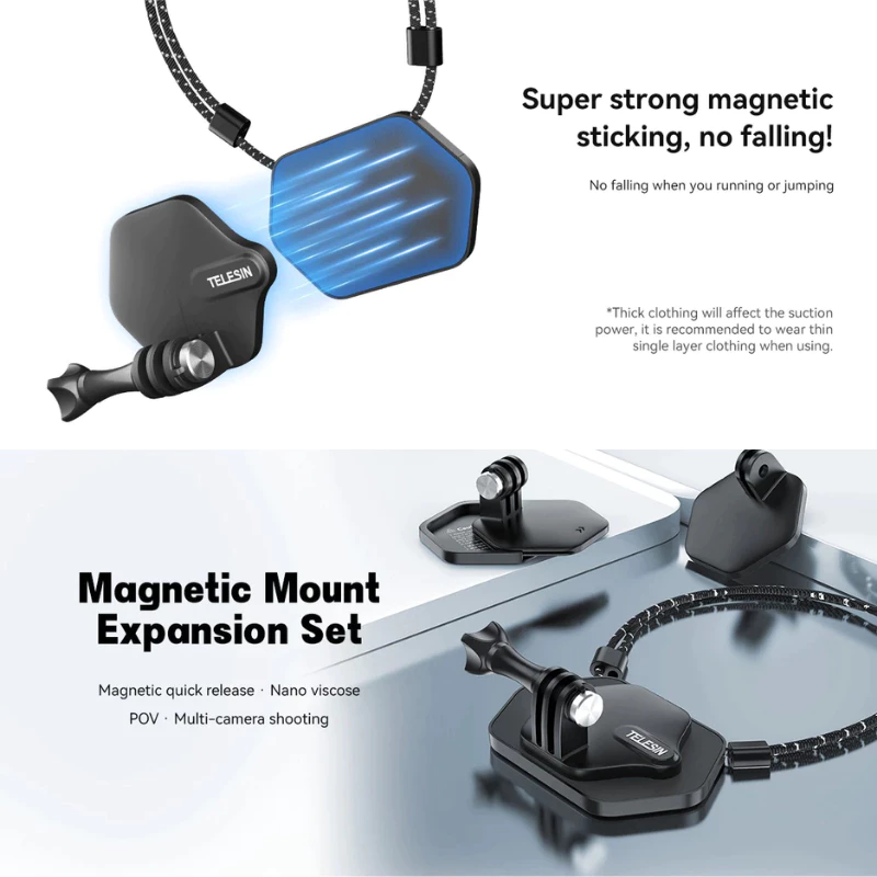 Telesin magnetic mount with Nano sticker kit เมาท์แม่เหล็ก สำหรับGoPro , DJI Action 6 / 5Pro / 4 / 3 , Insta360 thumbnail 3