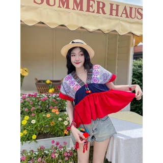 เสื้อเด็กดอย เสื้อคอวีกะเหรี่ยง เสื้อพื้นเมือง ลายช้าง/ลายดอก น่ารักๆ/สินค้ามีพร้อมส่ง