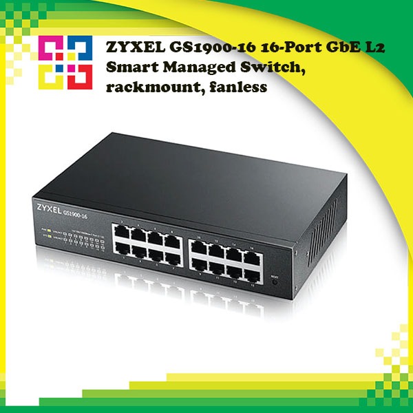 ZYXEL GS1900-16 16-Port GbE L2 Smart Managed Switch, rackmount, fanless