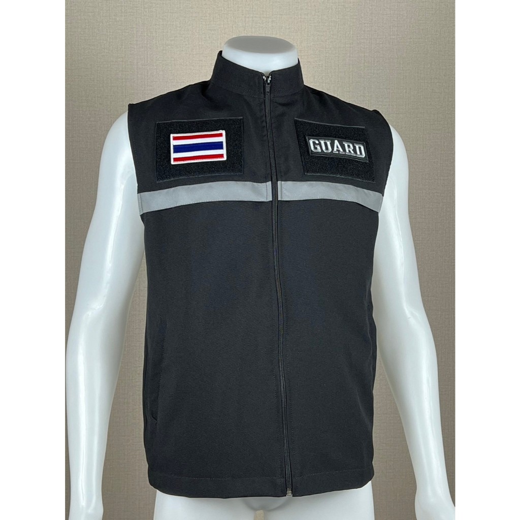 เสื้อกั๊กการ์ด guard แบบติดตีนตุ๊กแก หน้า-หลัง งาน5กระเป๋า ซับในทั้งตัว