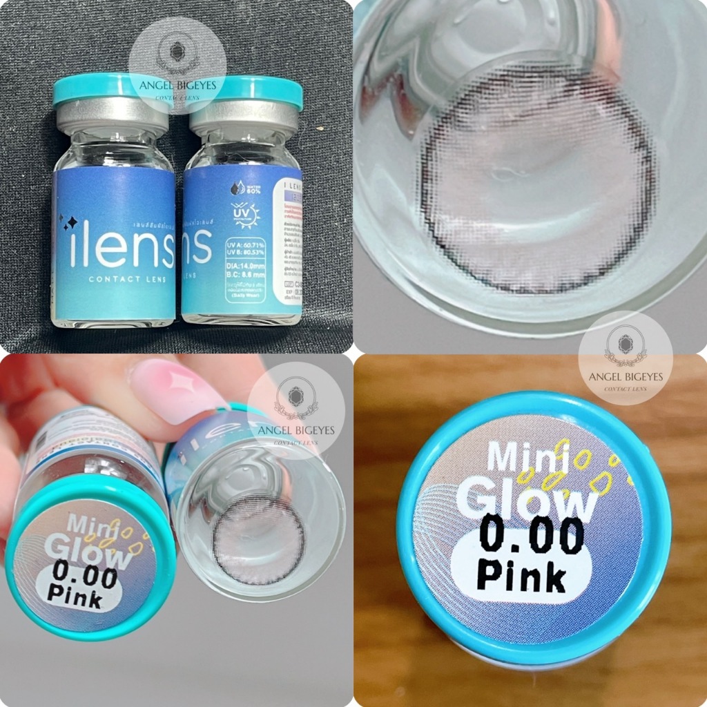 (หมด)mini Glow Pink มินิ สีชมพู iLens Contact lens คอนแทคเลนส์ ค่าอมน้ำสูง Water 60% 14.0 เกาหลี Big