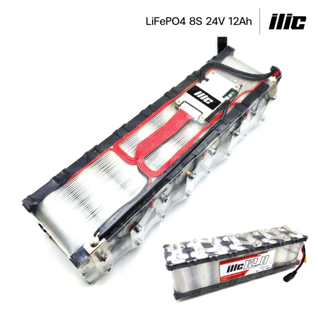 ilic แบตเตอรี่ลิเธียมฟอสเฟต LiFePO4 32650 8S 24V 12Ah ติดตั้ง BMS
