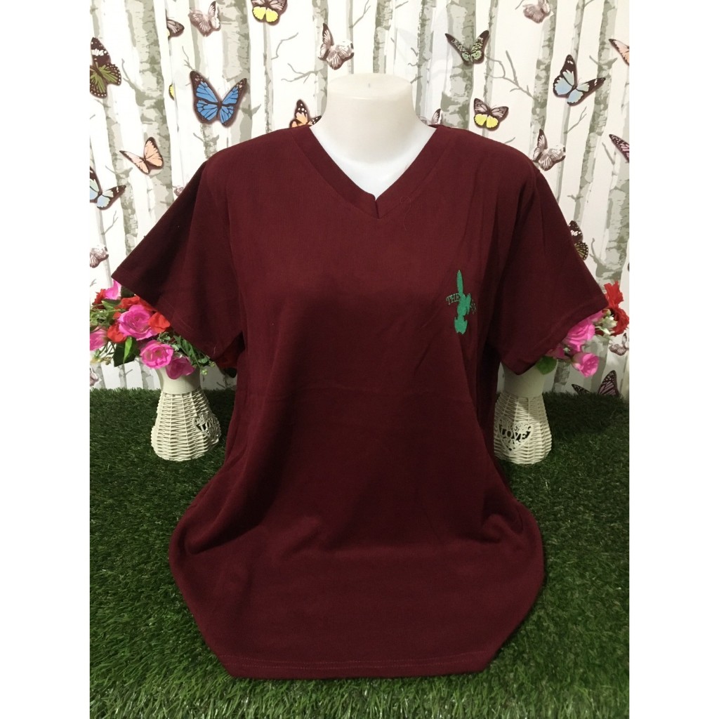 เสื้อยืดผู้หญิง สาวอวบ แขนสั้น คอวี รอบอก46-48-50นิ้ว ลายปักการ์ตูน รุ่น9219-3