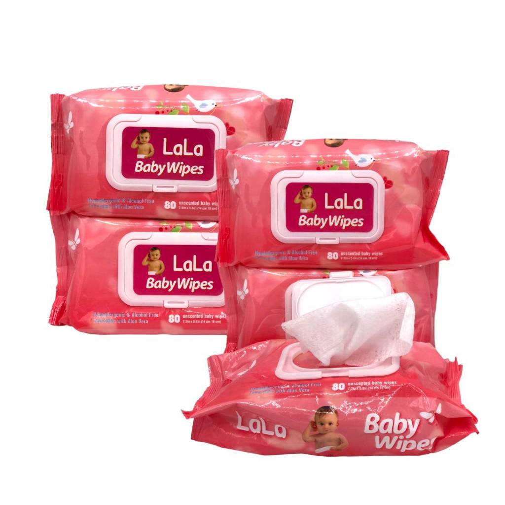 กระดาษทิชชู่เปียกLALA 1 ห่อ 80 แผ่น ทิชชู่เปียกเด็ก กระดาษทิชชู่ทำความสะอาด