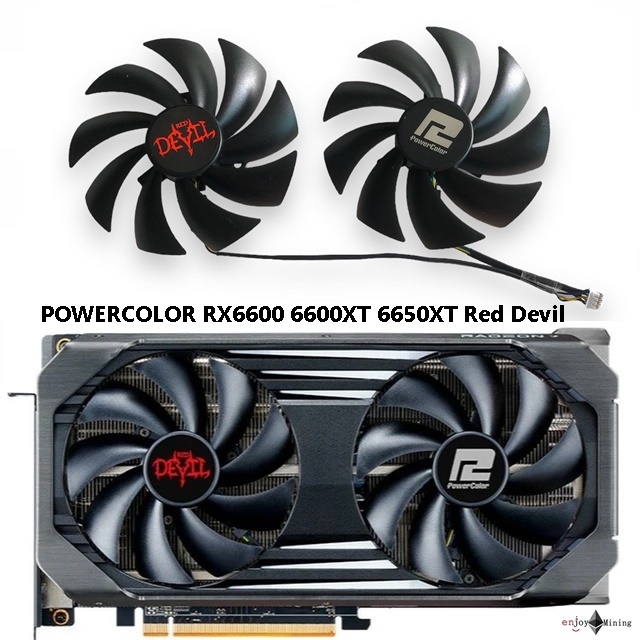 พัดลมการ์ดจอ POWERCOLOR RX6600 6600XT 6650XT Red Devil graphics card cooling fan