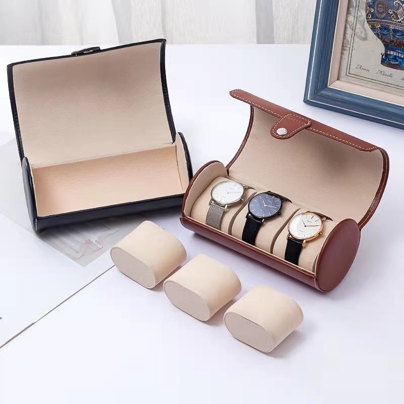 กล่องใส่นาฬิกาพกพา ขนาด 3 เรือน PUหนังคลาสสิก กล่องนาฬิกา กล่องของขวัญ Watch Box แบบพกพา