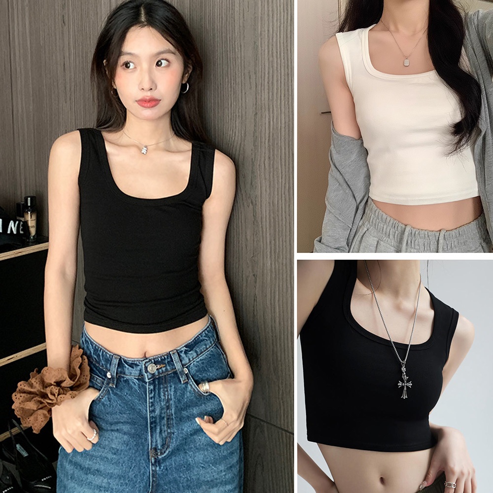 Beryl เสื้อกล้ามแขนกุดผู้หญิงสีขาว สไตล์อเนกประสงค์ขั้นพื้นฐาน