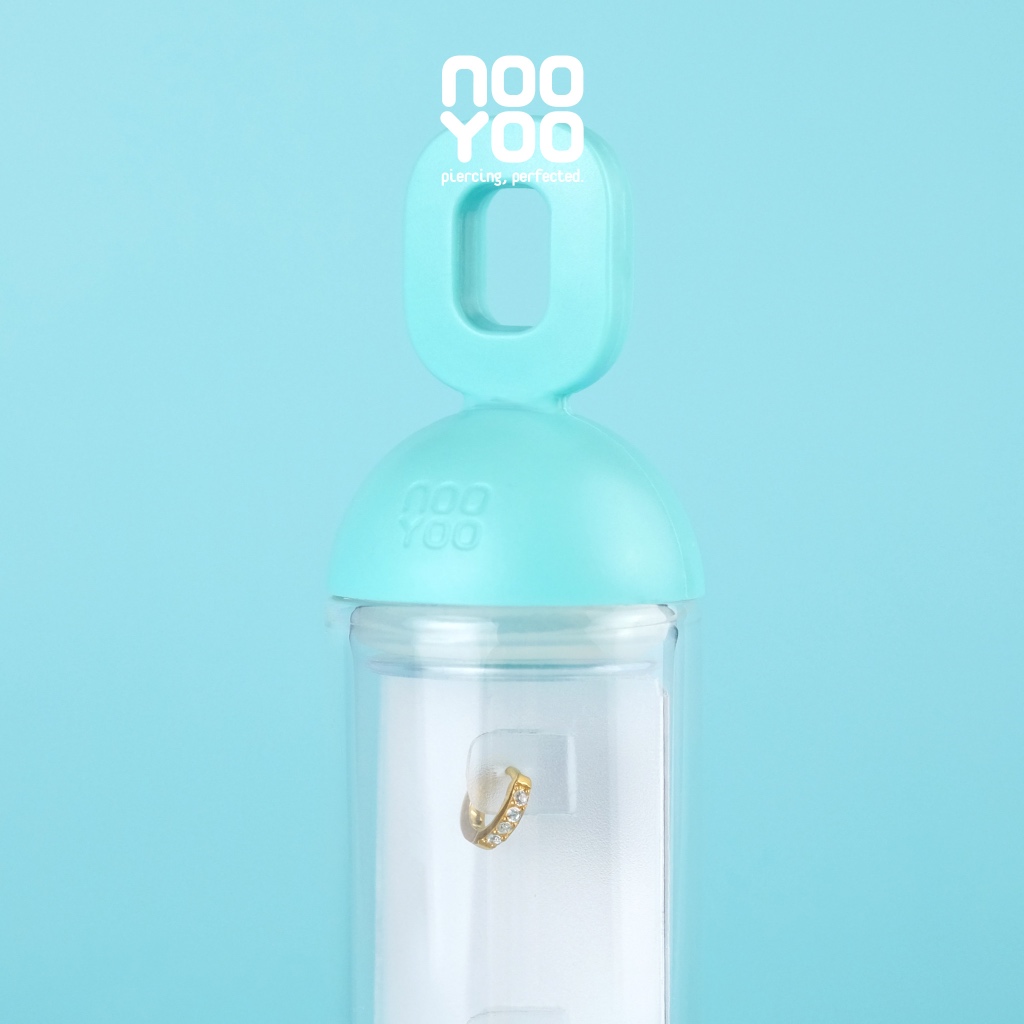 NooYoo ต่างหูสำหรับผิวแพ้ง่าย Second Hole Hoop CZ (สีขาว/สีทอง) ราคา ถูกที่สุด ดีลบีเคเค แกลเลอรีภาพที่ 6