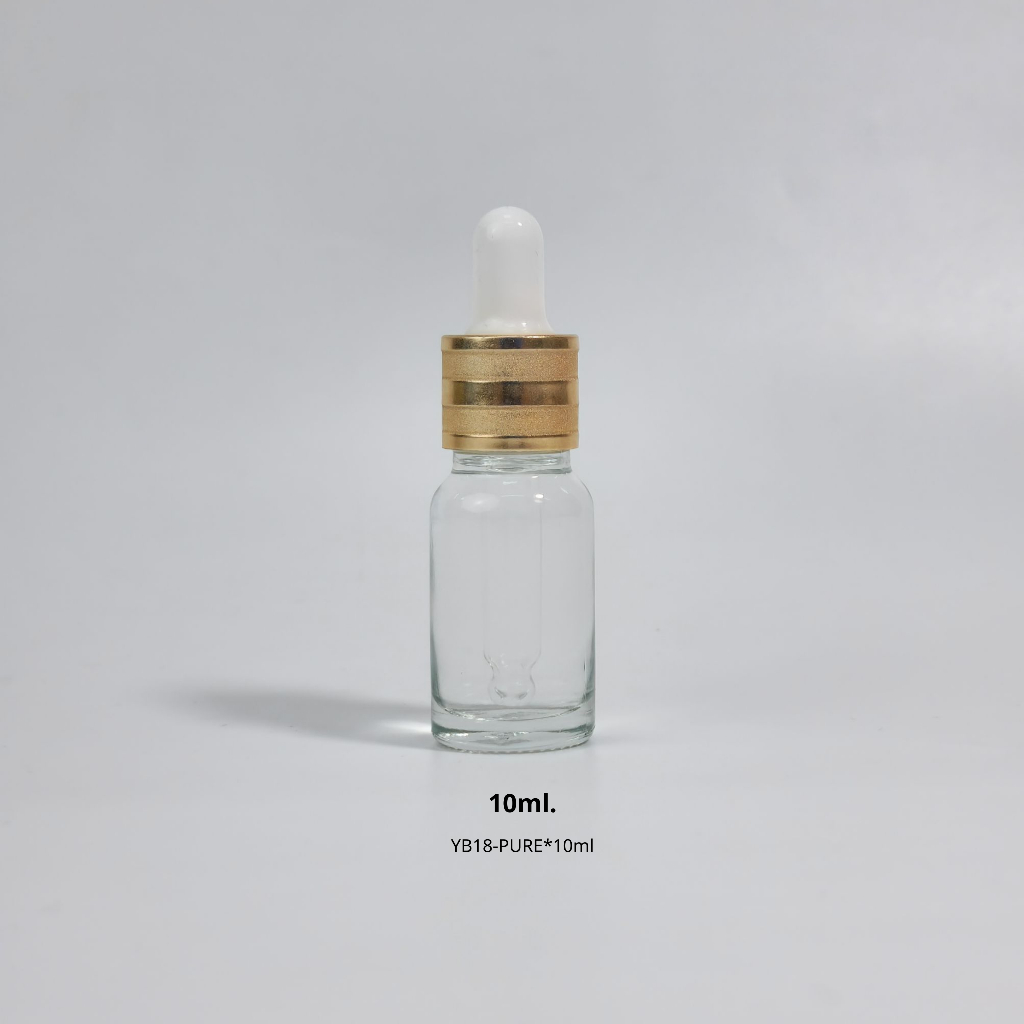 ขวดแก้วพร้อมดรอปเปอร์(ฝาเอสเต้ทอง จุกขาว)ขนาด 5ml 10ml 15ml 20ml 30ml 50ml 100mlหัวบีบหยด ใส่เซรั่ม เอสเซ้นต์ ขวดแบ่ง